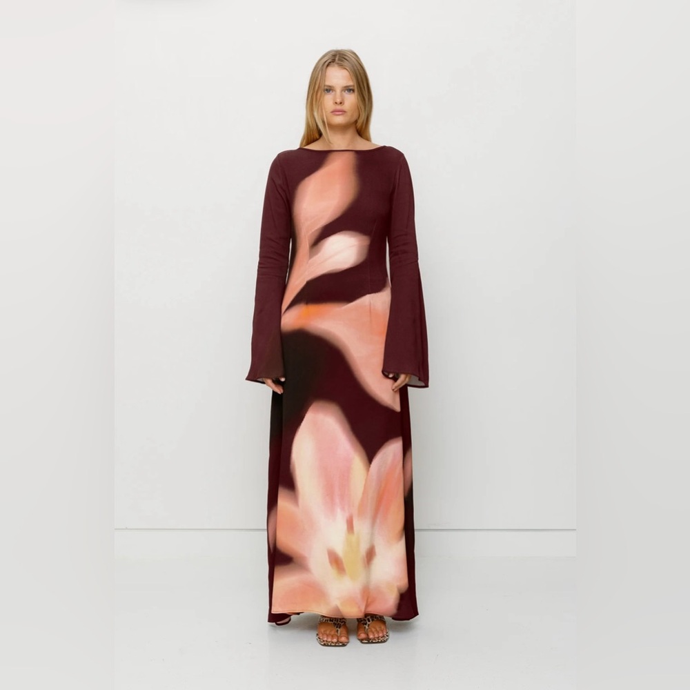 The Wolf Gang Leona Maxi Dress in Cocoa Flower (XS)